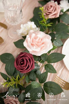 Flower Garland, 5FT Eucalyptus & Rose Dusty Rose & Cream, alternate view 4