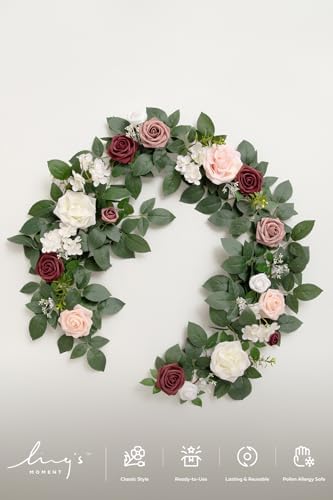 Flower Garland, 5FT Eucalyptus & Rose Dusty Rose & Cream, alternate view 6