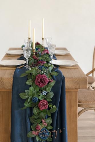 Flower Garland, 5FT Eucalyptus & Rose Navy Blue, alternate view 2