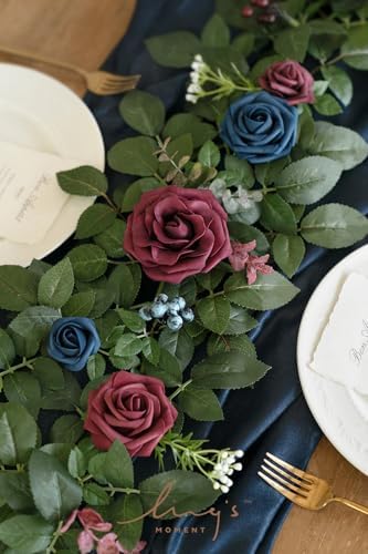 Flower Garland, 5FT Eucalyptus & Rose Navy Blue, alternate view 3