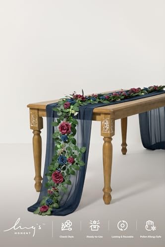 Flower Garland, 5FT Eucalyptus & Rose Navy Blue, alternate view 4