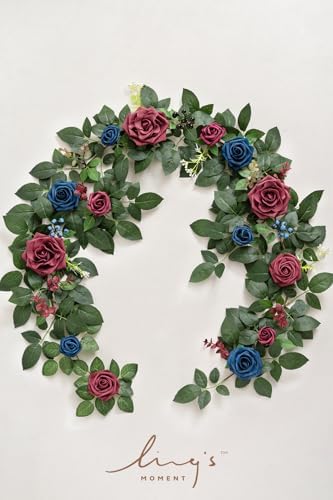 Flower Garland, 5FT Eucalyptus & Rose Navy Blue, alternate view 5