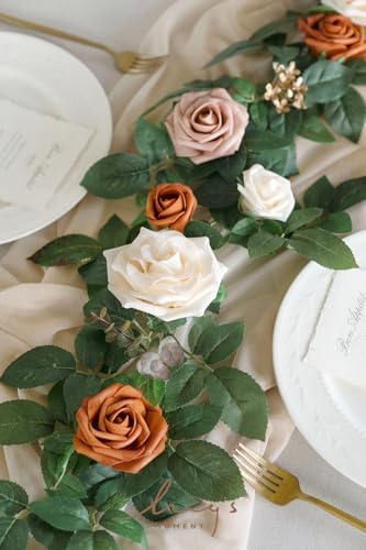 Flower Garland, 5FT Eucalyptus & Rose Orange, alternate view 3
