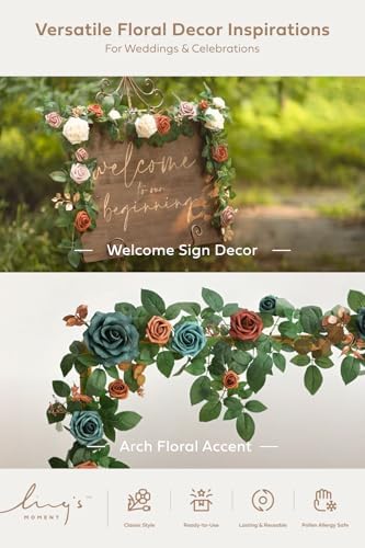 Flower Garland, 5FT Eucalyptus & Rose Orange, alternate view 4