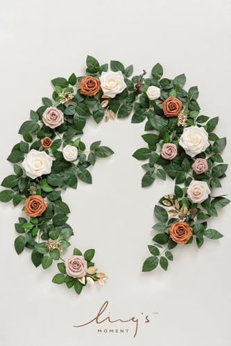 Flower Garland, 5FT Eucalyptus & Rose Orange, alternate view 6
