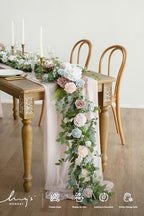 Flower Garland, 6FT Eucalyptus & Rose Blush Powder Blue, alternate view 2