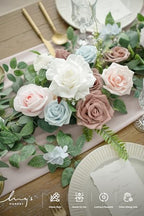 Flower Garland, 6FT Eucalyptus & Rose Blush Powder Blue, alternate view 3