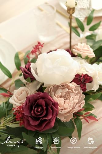 Flower Garland, 6FT Eucalyptus & Rose Marsala & Blush 02, alternate view 4