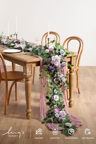 Flower Garland, 6FT Eucalyptus & Rose, Purple in Prpl-sage Purple, alternate view 2