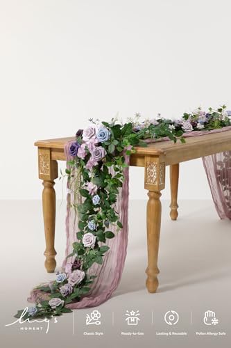 Flower Garland, 6FT Eucalyptus & Rose, Purple in Prpl-sage Purple, alternate view 3