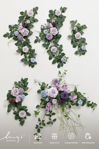 Flower Garland, 6FT Eucalyptus & Rose, Purple in Prpl-sage Purple, alternate view 5