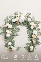 Flower Garland, 6FT Eucalyptus & Rose White & Beige New, alternate view 6
