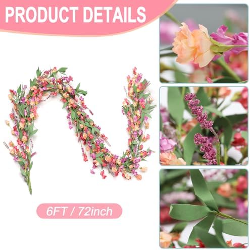 Flower Garland, 6Ft Spring/Summer Floral Garland, alternate view 3