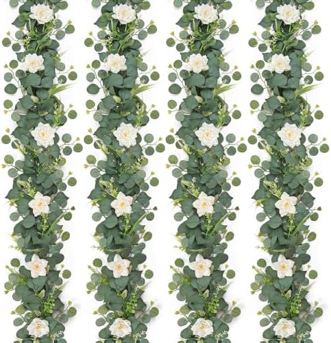 Flower Garland Artificial Rose Garland 4PCS Eucalyptus Garlands