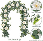 Flower Garland Artificial Rose Garland 4PCS Eucalyptus Garlands, alternate view 3