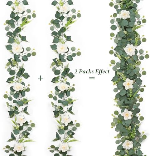 Flower Garland Artificial Rose Garland 4PCS Eucalyptus Garlands, alternate view 4