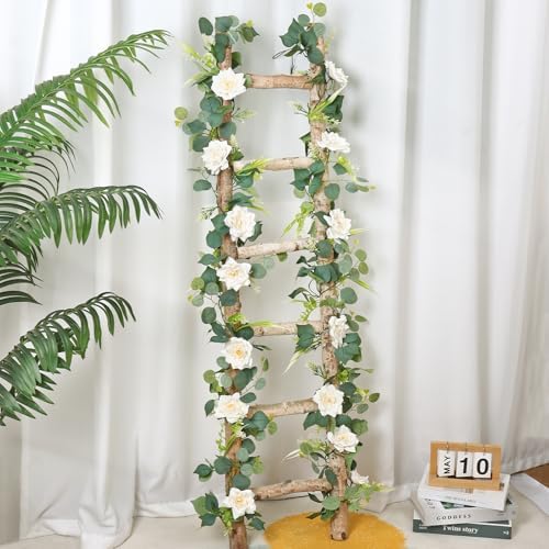 Flower Garland Artificial Rose Garland 4PCS Eucalyptus Garlands, alternate view 5