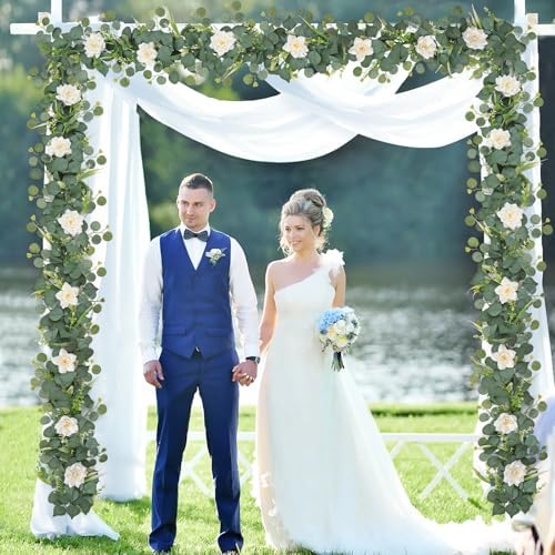 Flower Garland Artificial Rose Garland 4PCS Eucalyptus Garlands, alternate view 7