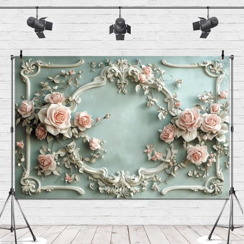 Flower Garland Backdrop 10x8ft Vinyl Retro Wall Decor Wedding Portrait Photography Backdrops Flowers Romantic, alternate view