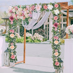 Flower Garland Decorations, 6.07Ft Pink Floral Rose Garland, Artificial Eucalyptus Greenery Vines with Flowers, alternate
