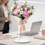 Flower Shop Display Stand, Iron Flower Bouquet Holder with Adjustable Height - 9 Inch White Bouquet Stand for, alternate view