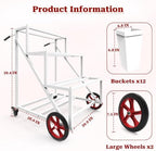 Flower Stand, Heavy Duty Flower Display Cart with Large & Lockable Wheels in White, alternate view 2