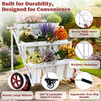 Flower Stand, Heavy Duty Flower Display Cart with Large & Lockable Wheels in White, alternate view 4