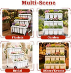 Flower Stand, Heavy Duty Flower Display Cart with Large & Lockable Wheels in White, alternate view 7