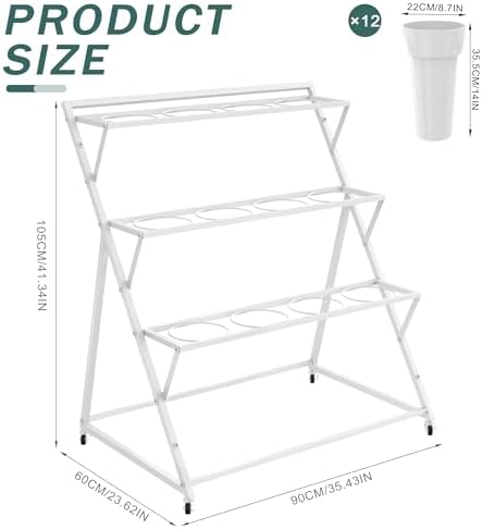 Flower Stand with Buckets Bloom Bar Cart Display with Wheels White, alternate view 3