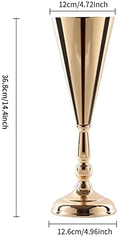 Flower Vases for Centerpiece - 14.4in Metal Wedding Decor Gold Vases, 2pcs in Gold, alternate view 3