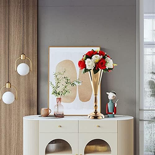 Flower Vases for Centerpiece - 14.4in Metal Wedding Decor Gold Vases, 2pcs in Gold, alternate view 4