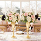 Flower Vases for Centerpiece - 14.4in Metal Wedding Decor Gold Vases, 2pcs in Gold, alternate view 6