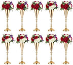 Flower Vases for Centerpieces: 16.7in Metal Wedding Decor Gold Vases, 10pcs in Gold