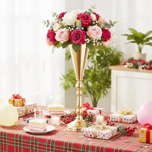 Flower Vases for Centerpieces: 16.7in Metal Wedding Decor Gold Vases, 10pcs in Gold, alternate view 5