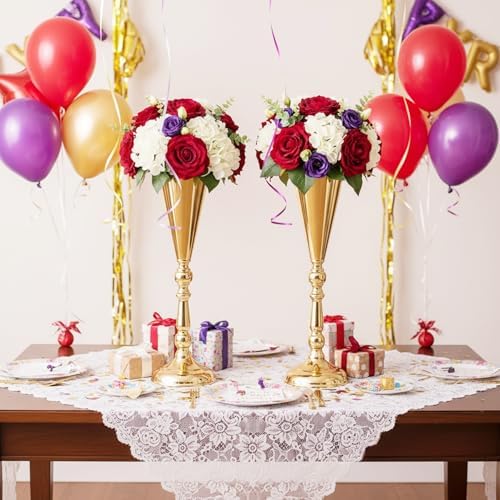 Flower Vases for Centerpieces: 16.7in Metal Wedding Decor Gold Vases, 10pcs in Gold, alternate view 6