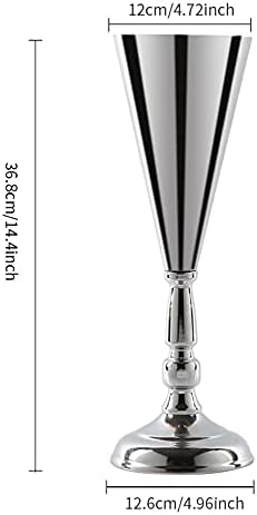 Flower Vases for Tables: 14.4in Metal Wedding Decor Silver Vases, 10pcs in Silver, alternate view 3