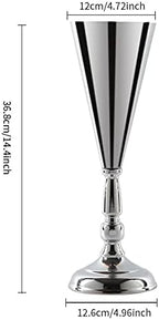 Flower Vases for Tables: 14.4in Metal Wedding Decor Silver Vases, 10pcs in Silver, alternate view 3