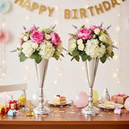 Flower Vases for Tables: 14.4in Metal Wedding Decor Silver Vases, 10pcs in Silver, alternate view 5