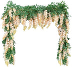 Flower Vine Wisteria Artificial Garland Hanging (Champagne Color, 2pcs)