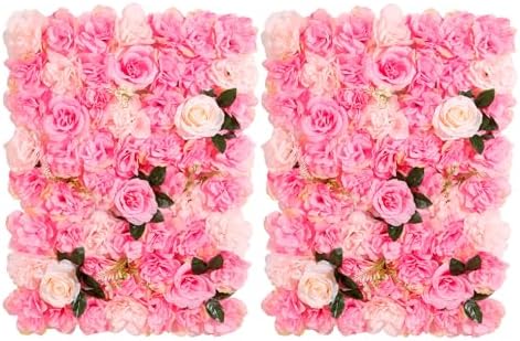 Flower Wall Backdrop 2 Panels 16×24 Inch - Deep Pink Rose in 16×24 Inch