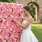 Flower Wall Backdrop 2 Panels 16×24 Inch - Deep Pink Rose in 16×24 Inch, alternate view 2