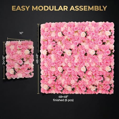 Flower Wall Backdrop 2 Panels 16×24 Inch - Deep Pink Rose in 16×24 Inch, alternate view 3