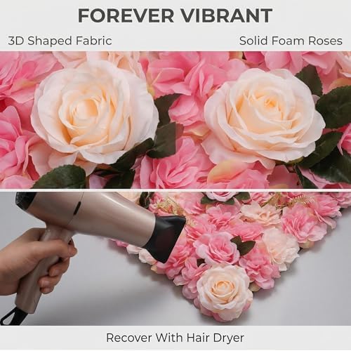 Flower Wall Backdrop 2 Panels 16×24 Inch - Deep Pink Rose in 16×24 Inch, alternate view 5