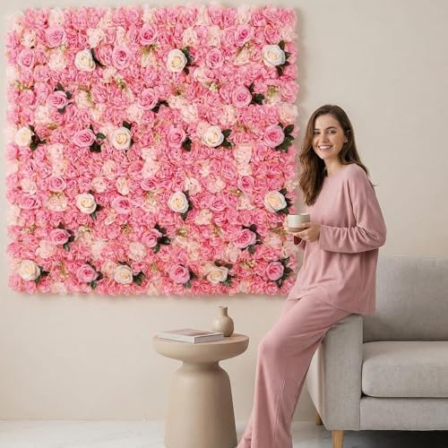 Flower Wall Backdrop 2 Panels 16×24 Inch - Deep Pink Rose in 16×24 Inch, alternate view 7