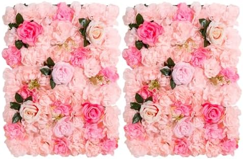 Flower Wall Backdrop 2 Panels 16×24 Inch - Soft Pink Rose in 16×24 Inch