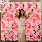 Flower Wall Backdrop 2 Panels 16×24 Inch - Soft Pink Rose in 16×24 Inch, alternate view 2