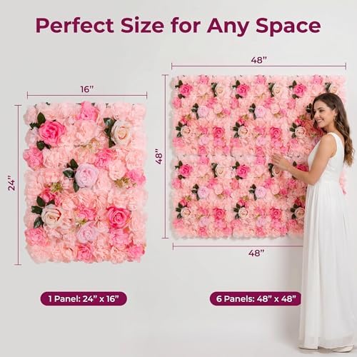 Flower Wall Backdrop 2 Panels 16×24 Inch - Soft Pink Rose in 16×24 Inch, alternate view 3