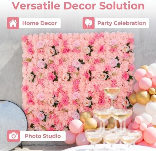 Flower Wall Backdrop 2 Panels 16×24 Inch - Soft Pink Rose in 16×24 Inch, alternate view 4