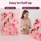 Flower Wall Backdrop 2 Panels 16×24 Inch - Soft Pink Rose in 16×24 Inch, alternate view 6