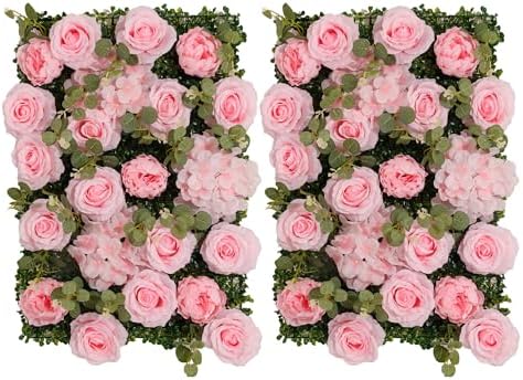 Flower Wall Backdrop 2 Panels 24x16 Inch Hot Pink in 24x16 Inch in Pink Rose
